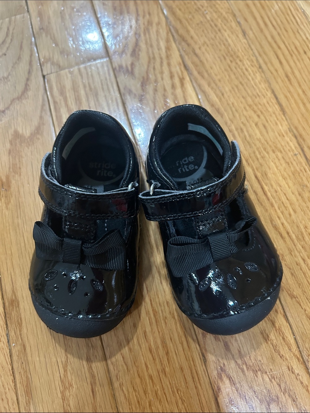 Stride Rite Baby Black Patent Mary Jane Shoes with Bow-4.5W